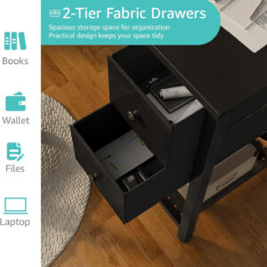 Lufeiya White Small Desk with Drawers - 40 Inch Computer Desk for Small Space Home Office, Modern Simple Study Writing Table PC Desks