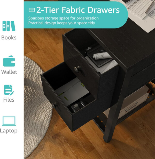 Lufeiya White Small Desk with Drawers - 40 Inch Computer Desk for Small Space Home Office, Modern Simple Study Writing Table PC Desks