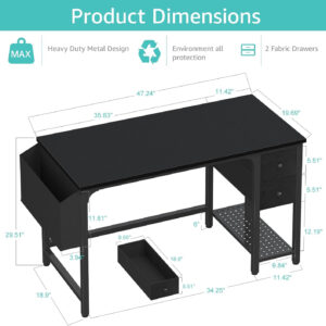 Lufeiya White Small Desk with Drawers - 40 Inch Computer Desk for Small Space Home Office, Modern Simple Study Writing Table PC Desks