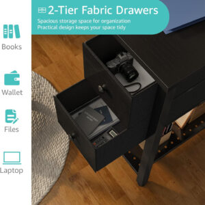 Lufeiya White Small Desk with Drawers - 40 Inch Computer Desk for Small Space Home Office, Modern Simple Study Writing Table PC Desks