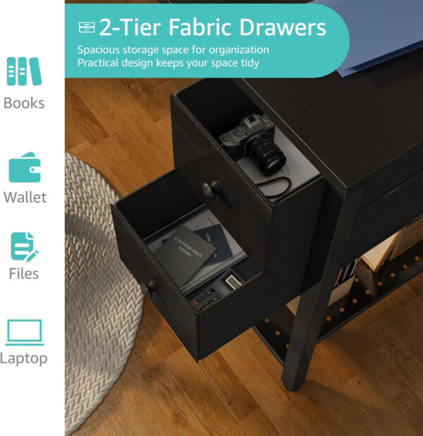 Lufeiya White Small Desk with Drawers - 40 Inch Computer Desk for Small Space Home Office, Modern Simple Study Writing Table PC Desks