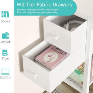 Lufeiya White Small Desk with Drawers - 40 Inch Computer Desk for Small Space Home Office, Modern Simple Study Writing Table PC Desks