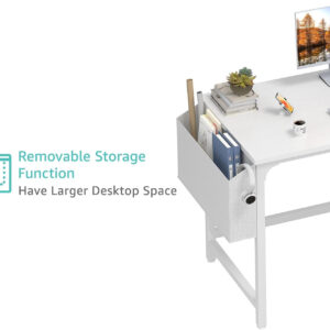 Lufeiya White Small Desk with Drawers - 40 Inch Computer Desk for Small Space Home Office, Modern Simple Study Writing Table PC Desks