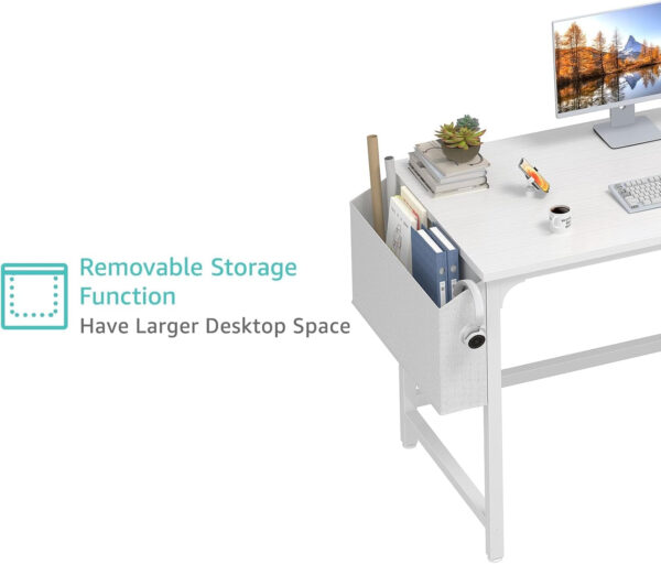 Lufeiya White Small Desk with Drawers - 40 Inch Computer Desk for Small Space Home Office, Modern Simple Study Writing Table PC Desks