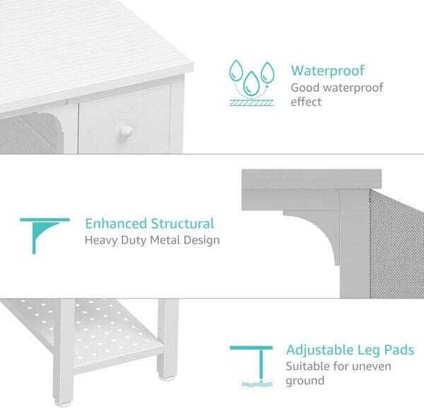 Lufeiya White Small Desk with Drawers - 40 Inch Computer Desk for Small Space Home Office, Modern Simple Study Writing Table PC Desks