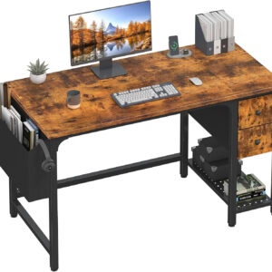 Lufeiya White Small Desk with Drawers - 40 Inch Computer Desk for Small Space Home Office, Modern Simple Study Writing Table PC Desks