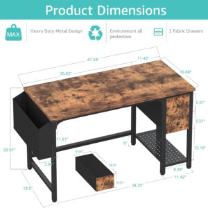 Lufeiya White Small Desk with Drawers - 40 Inch Computer Desk for Small Space Home Office, Modern Simple Study Writing Table PC Desks