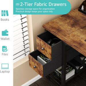 Lufeiya White Small Desk with Drawers - 40 Inch Computer Desk for Small Space Home Office, Modern Simple Study Writing Table PC Desks