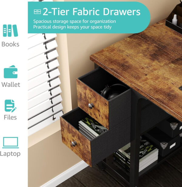 Lufeiya White Small Desk with Drawers - 40 Inch Computer Desk for Small Space Home Office, Modern Simple Study Writing Table PC Desks