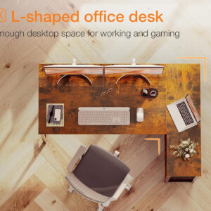 ODK 40 Inch Small L Shaped Computer Desk, Corner Desk with Reversible Storage Shelves, Modern Simple Writing Study Table with Iron Hook, White