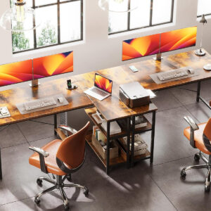 ODK 40 Inch Small L Shaped Computer Desk, Corner Desk with Reversible Storage Shelves, Modern Simple Writing Study Table with Iron Hook, White