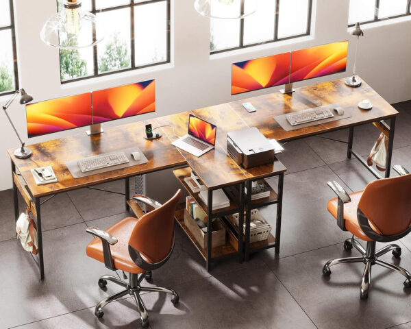 ODK 40 Inch Small L Shaped Computer Desk, Corner Desk with Reversible Storage Shelves, Modern Simple Writing Study Table with Iron Hook, White