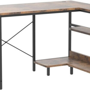 ODK 40 Inch Small L Shaped Computer Desk, Corner Desk with Reversible Storage Shelves, Modern Simple Writing Study Table with Iron Hook, White