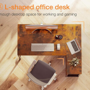 ODK 40 Inch Small L Shaped Computer Desk, Corner Desk with Reversible Storage Shelves, Modern Simple Writing Study Table with Iron Hook, White