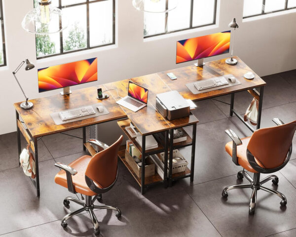 ODK 40 Inch Small L Shaped Computer Desk, Corner Desk with Reversible Storage Shelves, Modern Simple Writing Study Table with Iron Hook, White