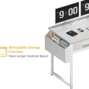 DLisiting Small Desk with Fabric Drawers for Bedroom, 32 Inch Gaming Desk with 2 Drawers for Small Space, Study Writing Table PC Desks, Black