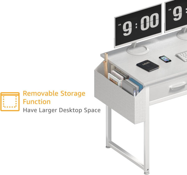 DLisiting Small Desk with Fabric Drawers for Bedroom, 32 Inch Gaming Desk with 2 Drawers for Small Space, Study Writing Table PC Desks, Black