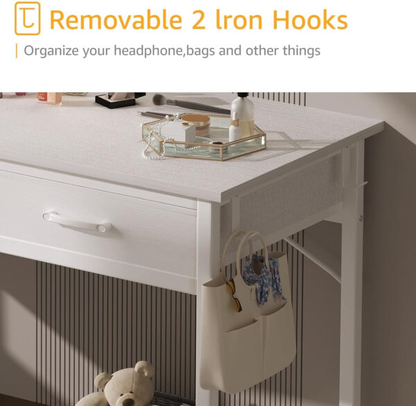 DLisiting Small Desk with Fabric Drawers for Bedroom, 32 Inch Gaming Desk with 2 Drawers for Small Space, Study Writing Table PC Desks, Black