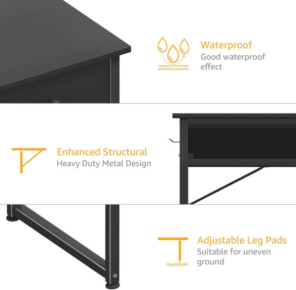 DLisiting Small Desk with Fabric Drawers for Bedroom, 32 Inch Gaming Desk with 2 Drawers for Small Space, Study Writing Table PC Desks, Black