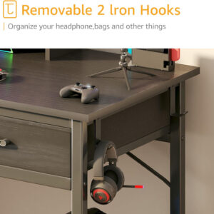 DLisiting Small Desk with Fabric Drawers for Bedroom, 32 Inch Gaming Desk with 2 Drawers for Small Space, Study Writing Table PC Desks, Black