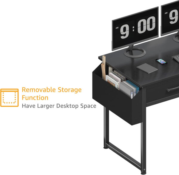 DLisiting Small Desk with Fabric Drawers for Bedroom, 32 Inch Gaming Desk with 2 Drawers for Small Space, Study Writing Table PC Desks, Black