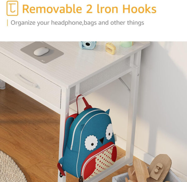 DLisiting Small Desk with Fabric Drawers for Bedroom, 32 Inch Gaming Desk with 2 Drawers for Small Space, Study Writing Table PC Desks, Black