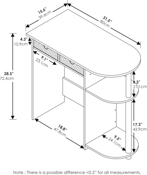 FURINNO Simplistic Study Table, Espresso
