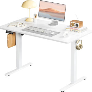Standing Desk, Adjustable Height Electric Sit Stand Up Down Computer Table, 40x24 Inch Ergonomic Rising Modern Lift Motorized Gaming Desktop Workstation for Work Home Office, White