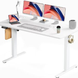 Standing Desk, Adjustable Height Electric Sit Stand Up Down Computer Table, 40x24 Inch Ergonomic Rising Modern Lift Motorized Gaming Desktop Workstation for Work Home Office, White
