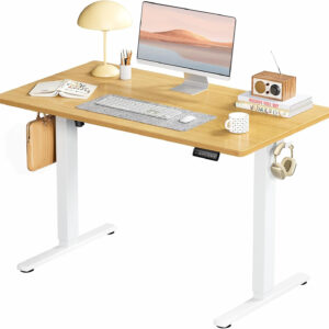 Standing Desk, Adjustable Height Electric Sit Stand Up Down Computer Table, 40x24 Inch Ergonomic Rising Modern Lift Motorized Gaming Desktop Workstation for Work Home Office, White