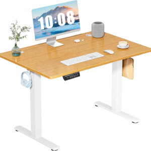 Standing Desk, Adjustable Height Electric Sit Stand Up Down Computer Table, 40x24 Inch Ergonomic Rising Modern Lift Motorized Gaming Desktop Workstation for Work Home Office, White