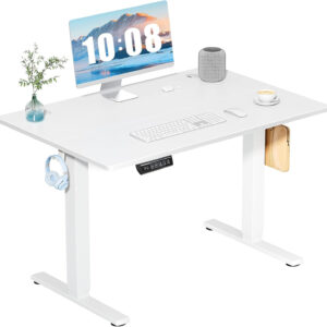 Standing Desk, Adjustable Height Electric Sit Stand Up Down Computer Table, 40x24 Inch Ergonomic Rising Modern Lift Motorized Gaming Desktop Workstation for Work Home Office, White