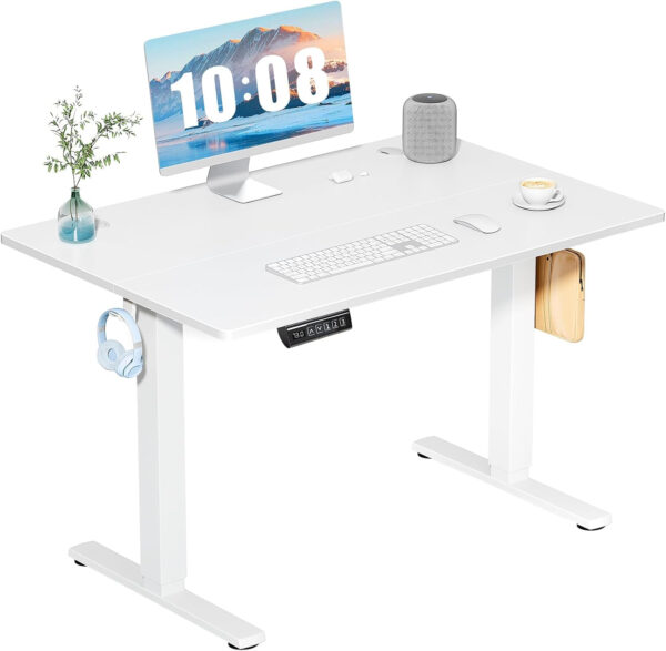 Standing Desk, Adjustable Height Electric Sit Stand Up Down Computer Table, 40x24 Inch Ergonomic Rising Modern Lift Motorized Gaming Desktop Workstation for Work Home Office, White