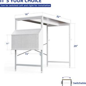 Pamray 32 Inch Computer Desk for Small Spaces with Storage Bag, Home Office Work Desk with Headphone Hook, Small Office Desk Study Writing Table