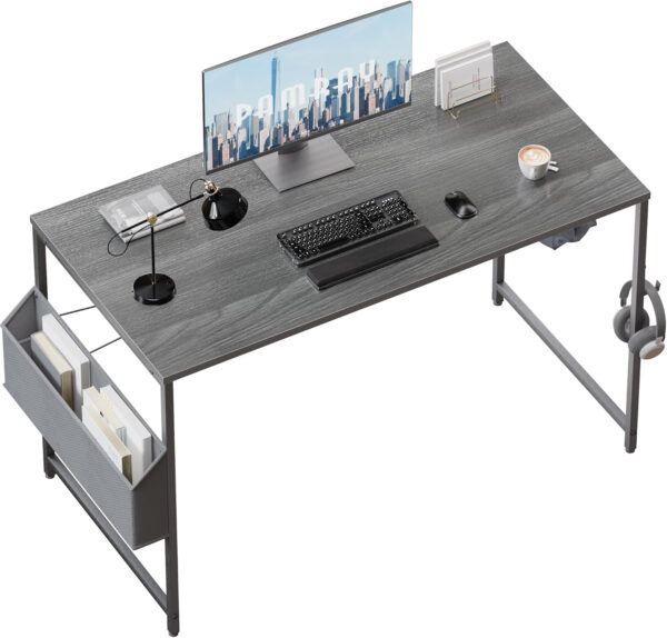 Pamray 32 Inch Computer Desk for Small Spaces with Storage Bag, Home Office Work Desk with Headphone Hook, Small Office Desk Study Writing Table