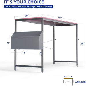 Pamray 32 Inch Computer Desk for Small Spaces with Storage Bag, Home Office Work Desk with Headphone Hook, Small Office Desk Study Writing Table