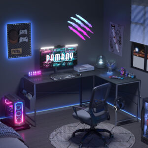 Pamray 32 Inch Computer Desk for Small Spaces with Storage Bag, Home Office Work Desk with Headphone Hook, Small Office Desk Study Writing Table