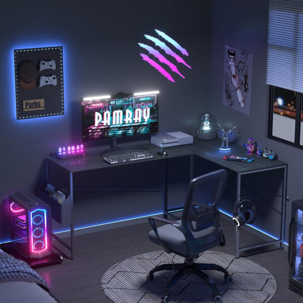 Pamray 32 Inch Computer Desk for Small Spaces with Storage Bag, Home Office Work Desk with Headphone Hook, Small Office Desk Study Writing Table