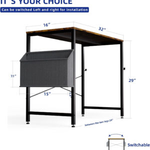 Pamray 32 Inch Computer Desk for Small Spaces with Storage Bag, Home Office Work Desk with Headphone Hook, Small Office Desk Study Writing Table