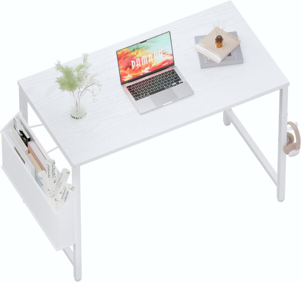 Pamray 32 Inch Computer Desk for Small Spaces with Storage Bag, Home Office Work Desk with Headphone Hook, Small Office Desk Study Writing Table