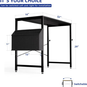 Pamray 32 Inch Computer Desk for Small Spaces with Storage Bag, Home Office Work Desk with Headphone Hook, Small Office Desk Study Writing Table