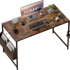 Pamray 32 Inch Computer Desk for Small Spaces with Storage Bag, Home Office Work Desk with Headphone Hook, Small Office Desk Study Writing Table