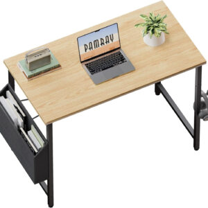 Pamray 32 Inch Computer Desk for Small Spaces with Storage Bag, Home Office Work Desk with Headphone Hook, Small Office Desk Study Writing Table