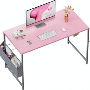 Pamray 32 Inch Computer Desk for Small Spaces with Storage Bag, Home Office Work Desk with Headphone Hook, Small Office Desk Study Writing Table