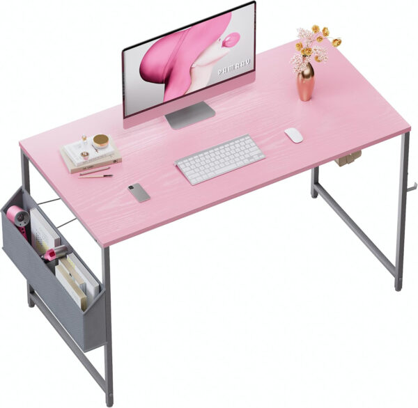 Pamray 32 Inch Computer Desk for Small Spaces with Storage Bag, Home Office Work Desk with Headphone Hook, Small Office Desk Study Writing Table