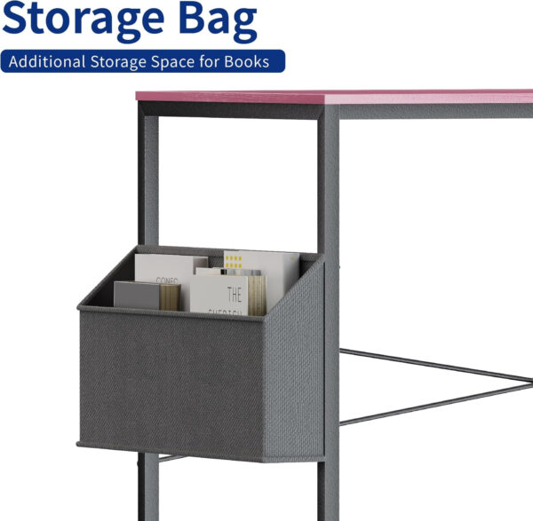 Pamray 32 Inch Computer Desk for Small Spaces with Storage Bag, Home Office Work Desk with Headphone Hook, Small Office Desk Study Writing Table