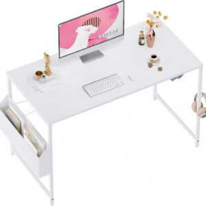 Pamray 32 Inch Computer Desk for Small Spaces with Storage Bag, Home Office Work Desk with Headphone Hook, Small Office Desk Study Writing Table