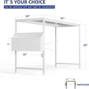 Pamray 32 Inch Computer Desk for Small Spaces with Storage Bag, Home Office Work Desk with Headphone Hook, Small Office Desk Study Writing Table