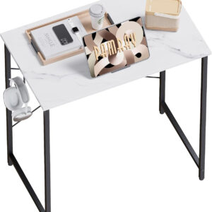 Pamray 32 Inch Computer Desk for Small Spaces with Storage Bag, Home Office Work Desk with Headphone Hook, Small Office Desk Study Writing Table