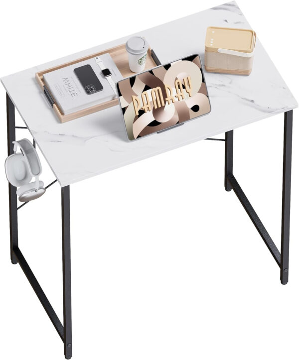 Pamray 32 Inch Computer Desk for Small Spaces with Storage Bag, Home Office Work Desk with Headphone Hook, Small Office Desk Study Writing Table